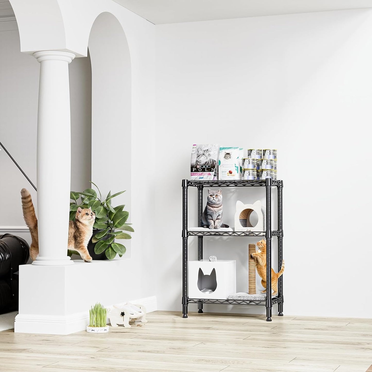 750 lbs 3 Tier Shelf Metal Storage Shelves Shelving Wire Rack Heavy Duty Closet Organizers for Garage Kitchen Bathroom Laundry Black 13.8" D x 23.6" W x 35.5" H