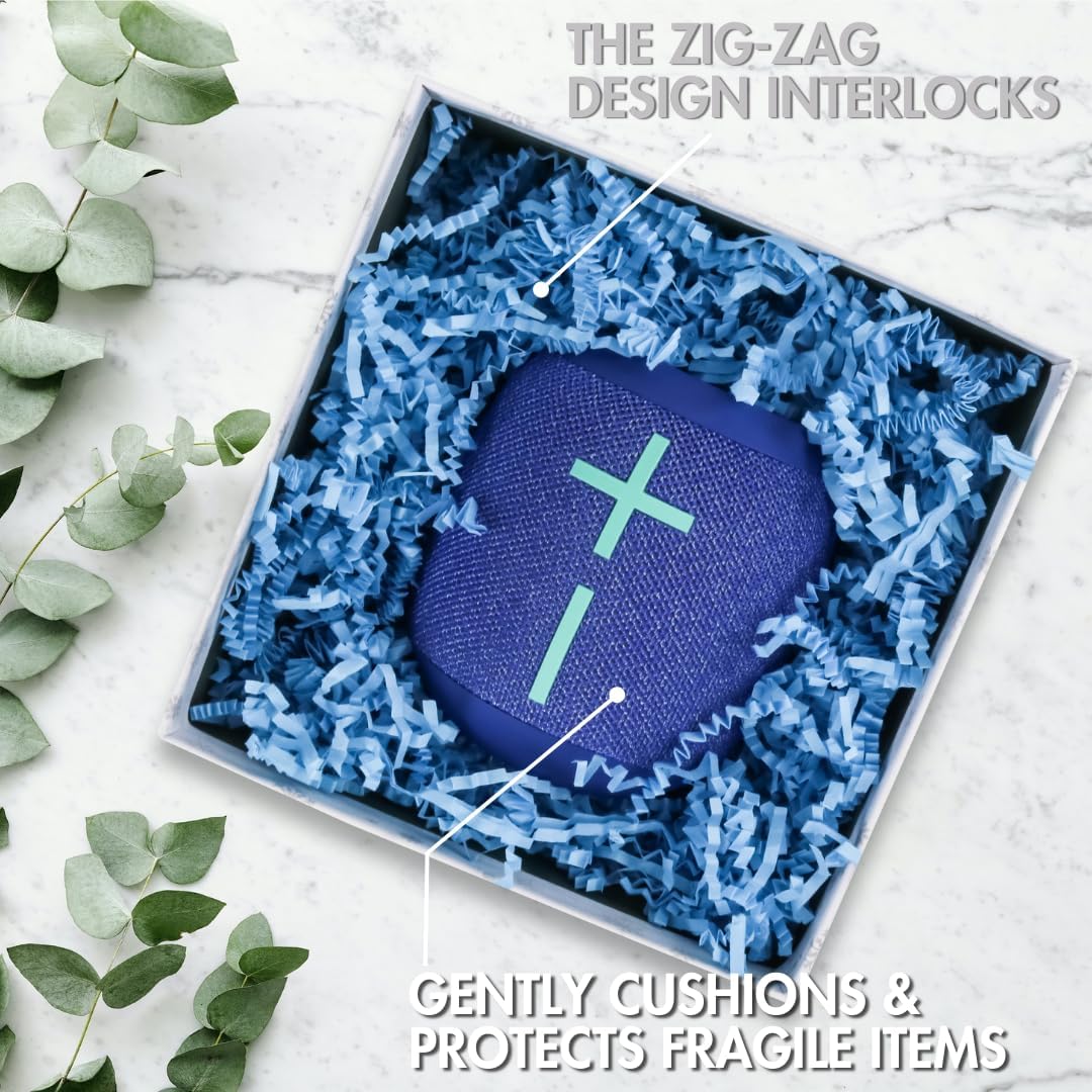 MagicWater Crinkle Cut Paper for Gift Baskets - 2LB - Light Blue - Perfect for Shredded Paper Filler, Basket Filler, Gift Boxes, Bridesmaid Gifts, Halloween Stuffers & More – Ideal for All Occasions