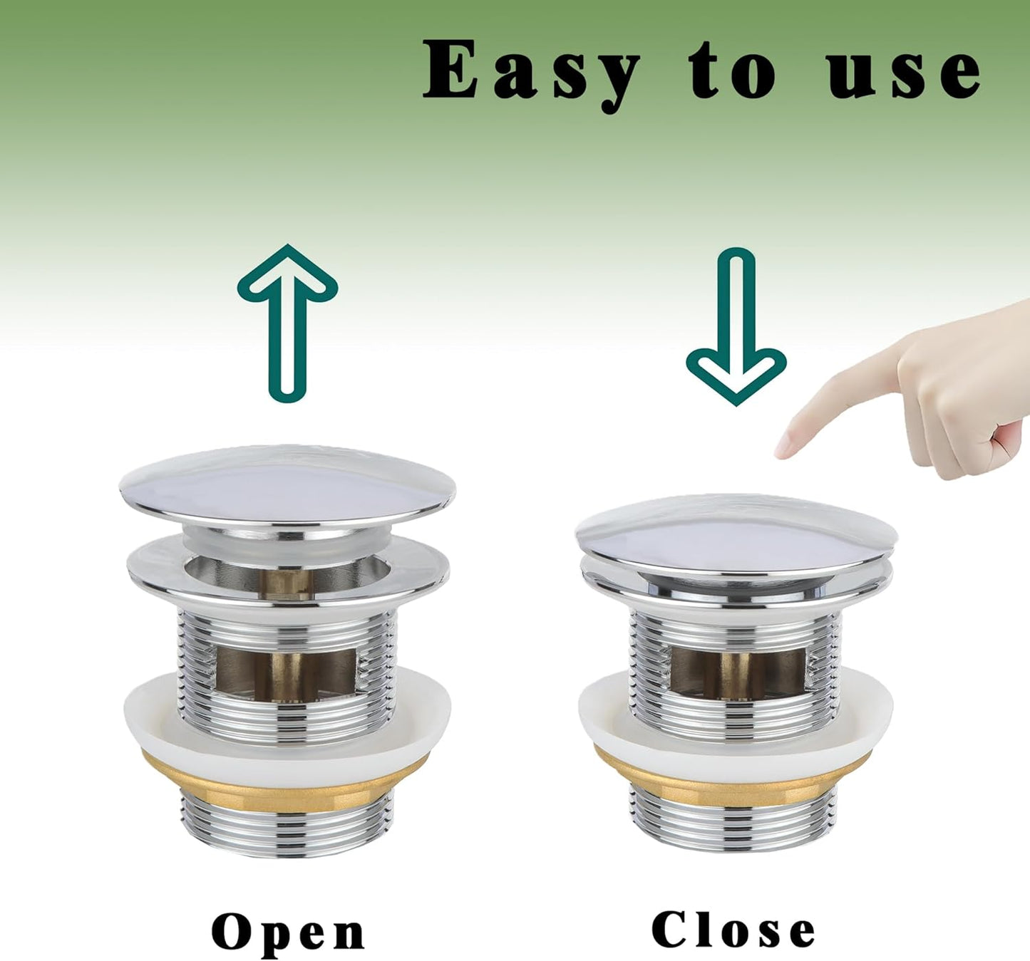 Fits Freestanding Tub Drains with Removable Pop-Up Freestanding Tub Drain Stopper, Compatible with Freestanding Tub Drain Rough-in Kit (Also Comes with a Replacement Pop-Up Bolt) (Chrome)