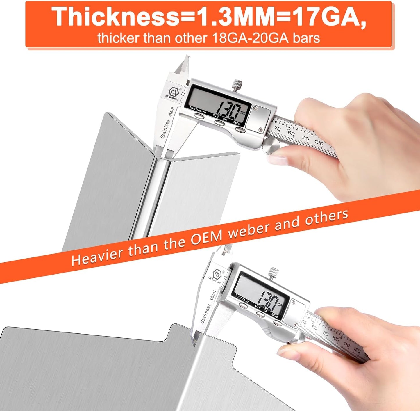 Grill Parts for Weber Genesis 300 Series, 19.5”Grill Grates & Flavorizer Bars, Heat Deflector for Weber E/S310, 320, 330 with Front Control Knobs, Replacement for Weber 7528, 7524, 7620, 7622, 65505