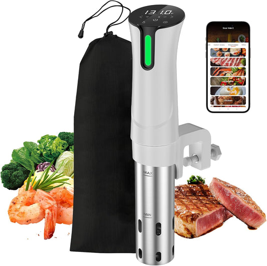5G WIFI Sous Vide Machine|1100 Watts Sous Vide-Precision Cooker with Bag, Recipes| Thermal Immersion Circulator, Fast Heating with Accurate Temperature and Timer, LED Touch Screen/APP Control,White