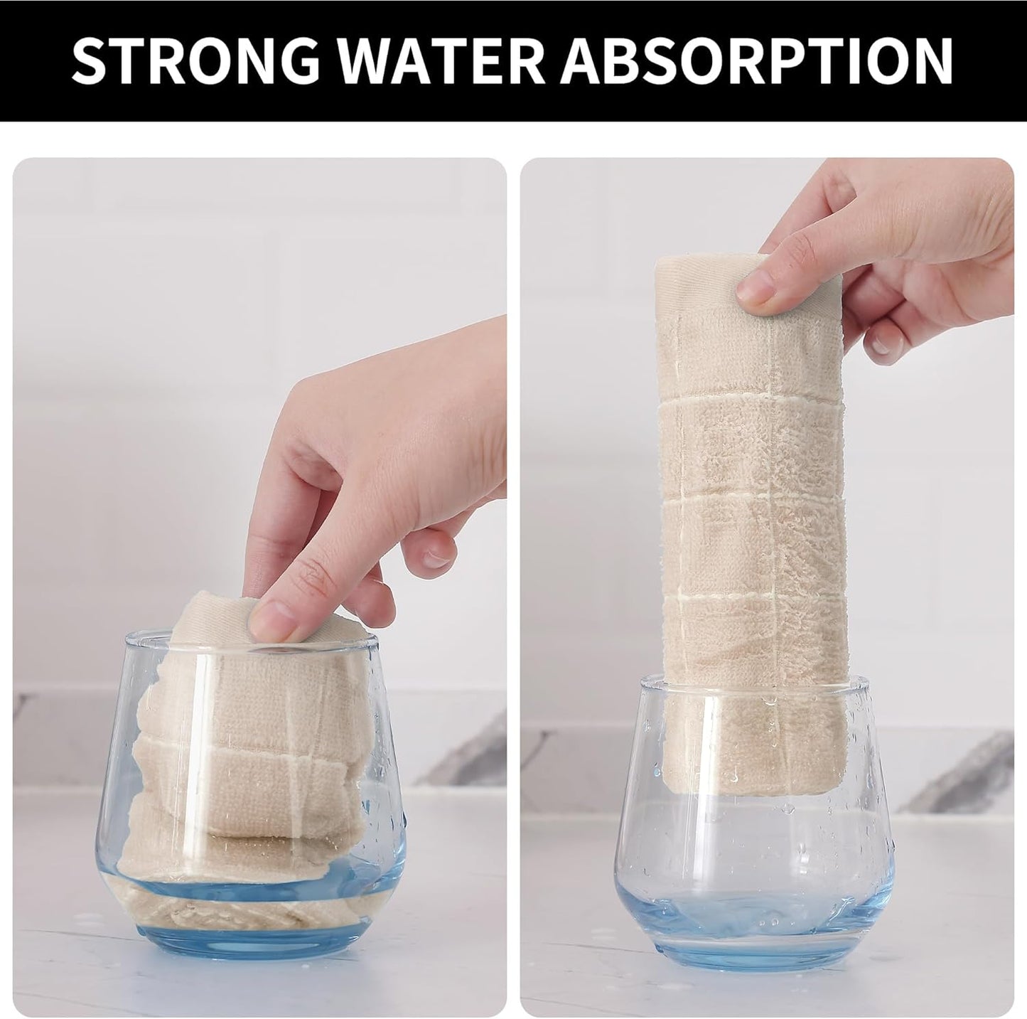 Homaxy 100% Cotton Terry Kitchen Dish Cloths, Ultra Soft and Absorbent Dish Towels for Kitchen, Suitable for Drying and Washing Dishes, 6 Pack, 12 x 12 Inches, Beige