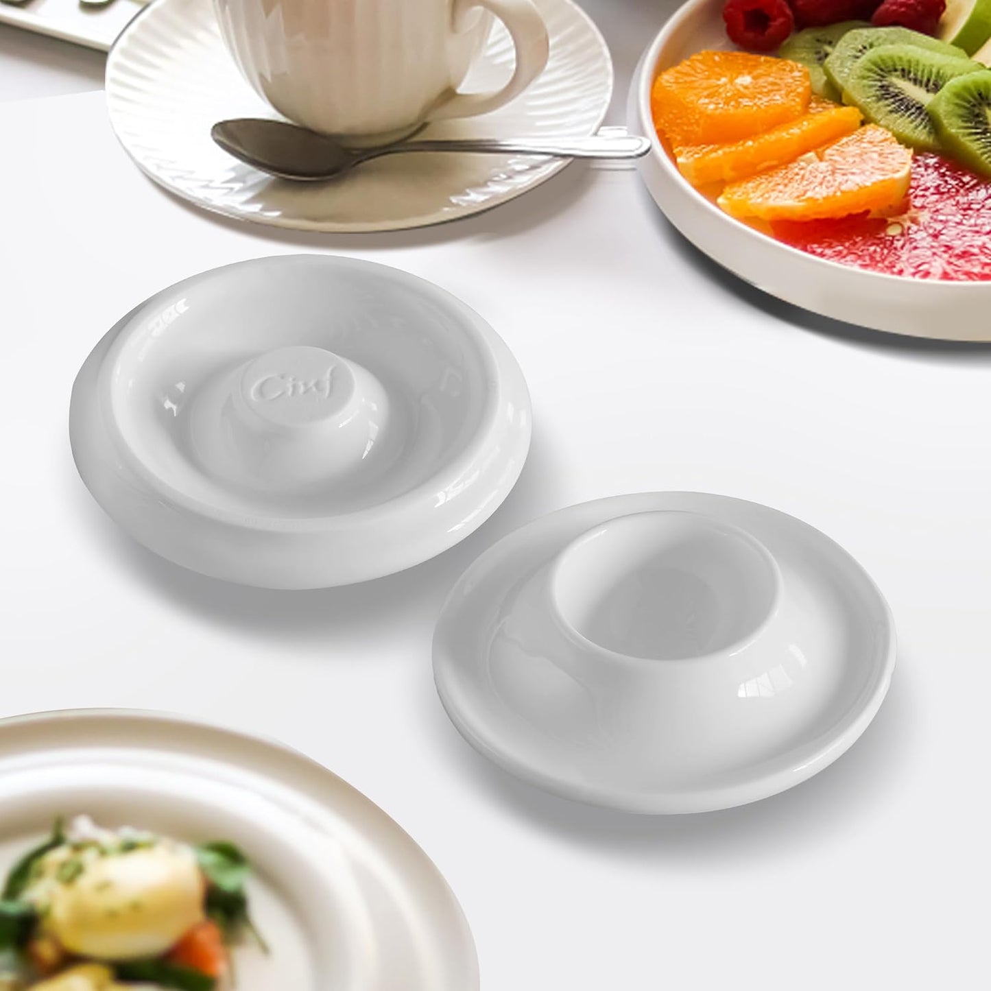 Cinf Ceramic Egg Holder Gift Set of 2 Porcelain Holder Breakfast Boiled Cooking Easy to Clean Childhood Memories Kitchen