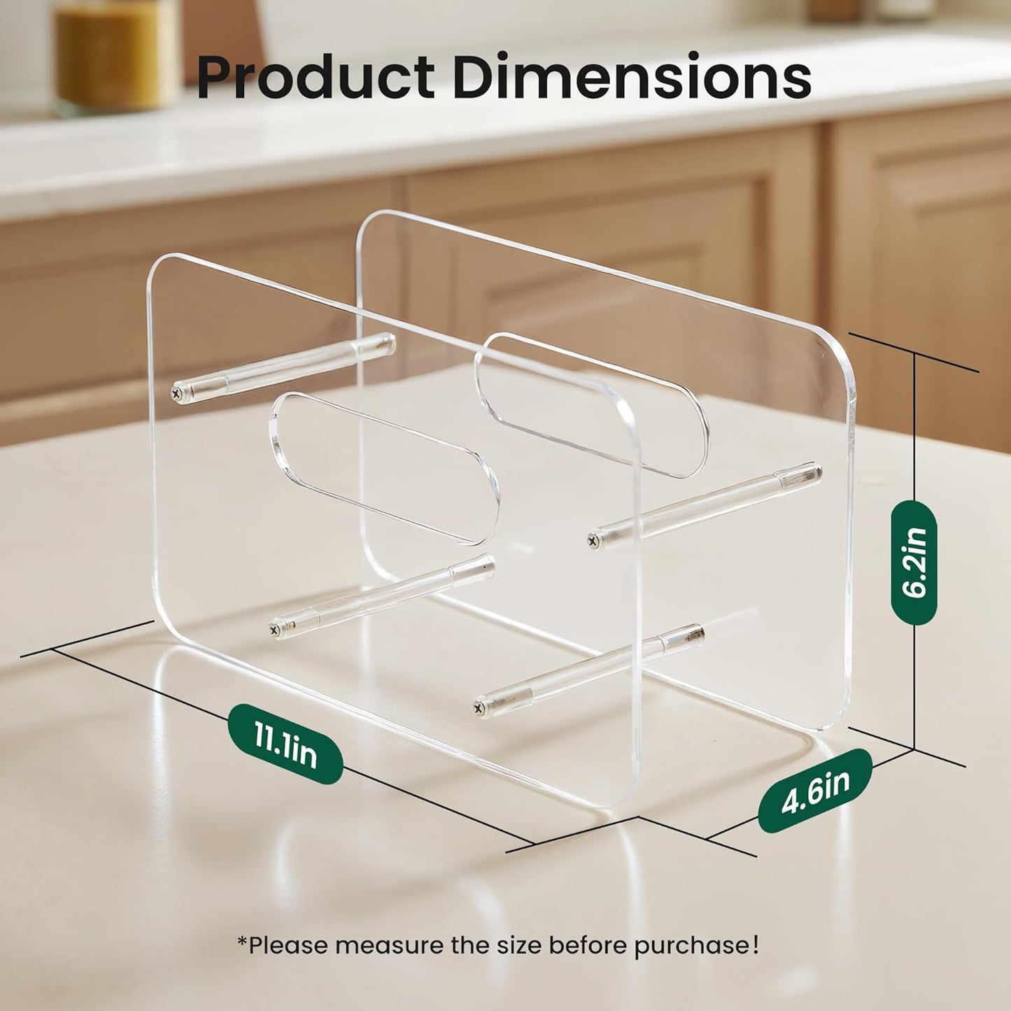 Disposable Paper Plate Dispenser for 7-12 Inch,Clear Acrylic,Round/Square Plastic, Foam & Paper Storage Organizer, for Cabinet, Countertop, Rv or Outdoor Use