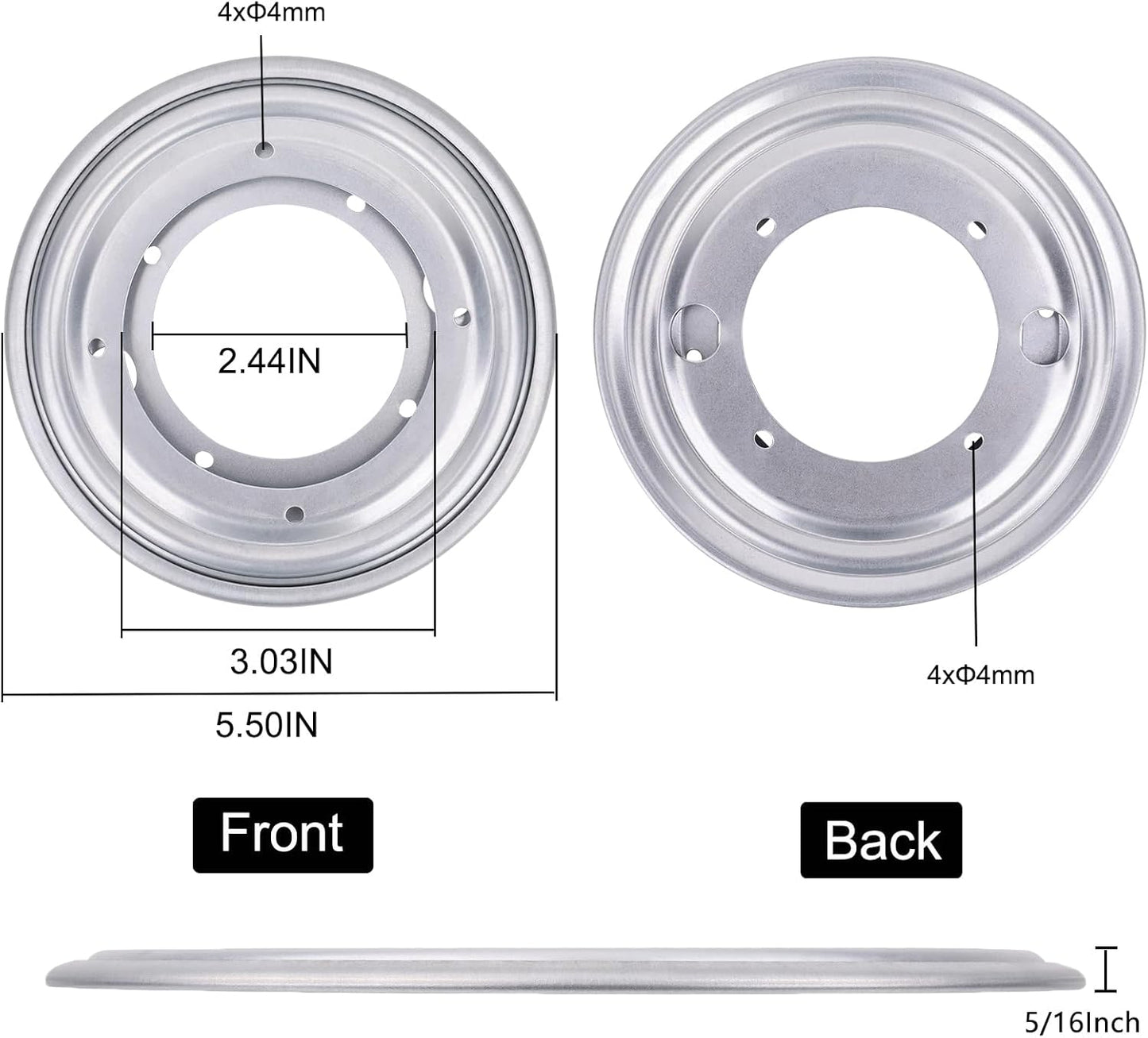 4Pack 5.5" Lazy Susan Hardware 5/16" Thick Round Rotating Bearing Plate, Silver Swivel Plate Base 300lbs Capacity Lazy Susan Turntable Bearing Base for Rotating Table, Serving Tray, Kitchen