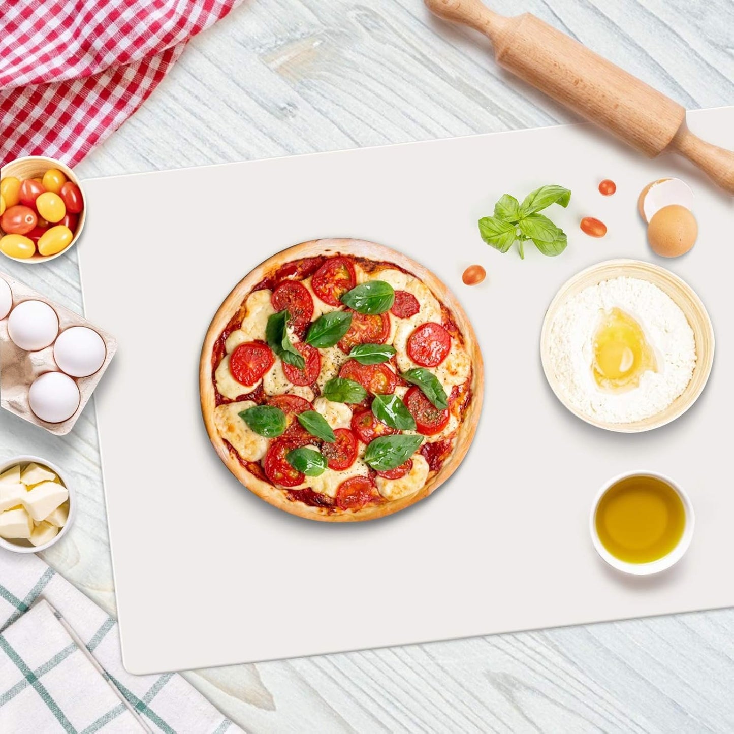 Gartful 25"x 17"x 0.03" Silicone Mats for Kitchen Counter, Large Silicone Countertop Protector, Nonskid Heat Resistant Desk Saver Pad, Multipurpose Mat, Placemat, Beige