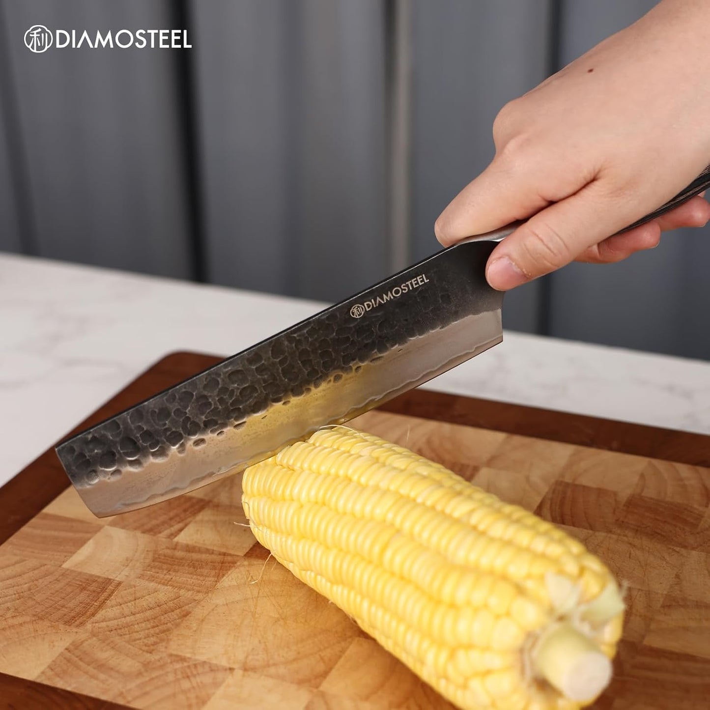 Nakiri Knife - 6.5-Inch Professional Kitchen Knife - Hammered Black Oxide Blade 9CR18MOV High Carbon Stainless Steel Sharp Chef's Knife - Ergonomic Pakkawood Handle with Present Box