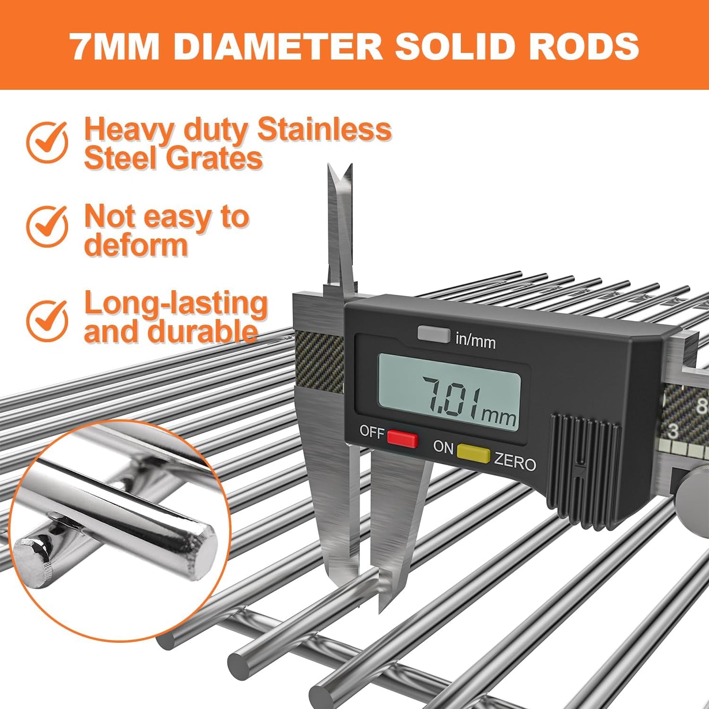 KEESHA Grill Grates for Weber Spirit 300 and GS4 Spirit II 300 Series, Spirit 700, Genesis Silver B & C, Solid Food Grade 304 Stainless Steel Cooking Grates