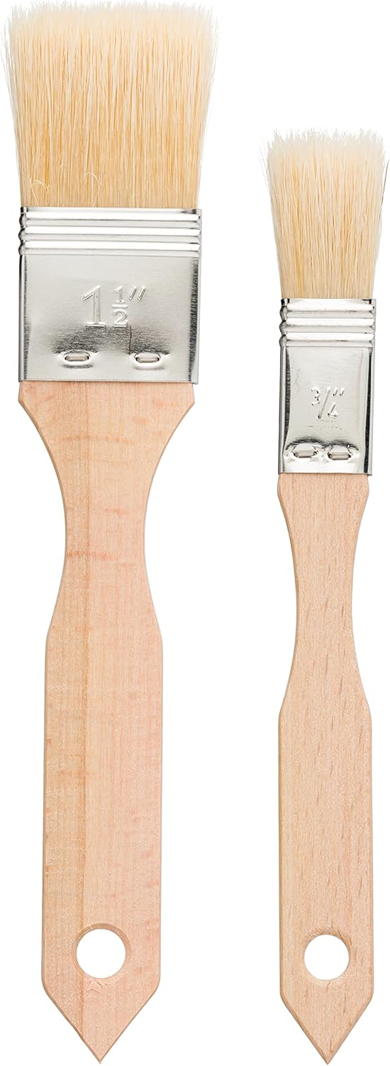 REDECKER Pastry Brushes Set with Untreated Beechwood Handles - 2 Different Sizes - Multi-purpose Brushes - Natural Bristle Basting Brush for Glazing and More - Wood Pastry Brush German Designed