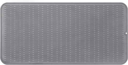 Silicone Dish Drying Mat for Multiple Usage,Easy clean,Eco-friendly,Heat-resistant Silicone Mat for Kitchen Counter or Sink,Refrigerator or Drawer Liner Grey 5XL 36inches x 18inches