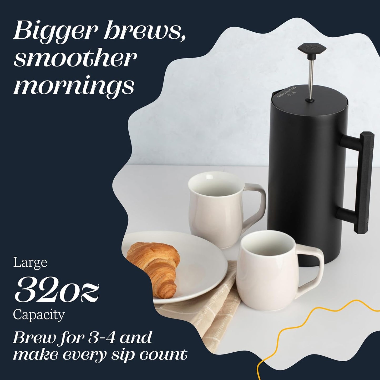 ESPRO P6 32 Ounces French Press Coffee Maker, Double Walled Stainless Steel Insulated, Matte Black