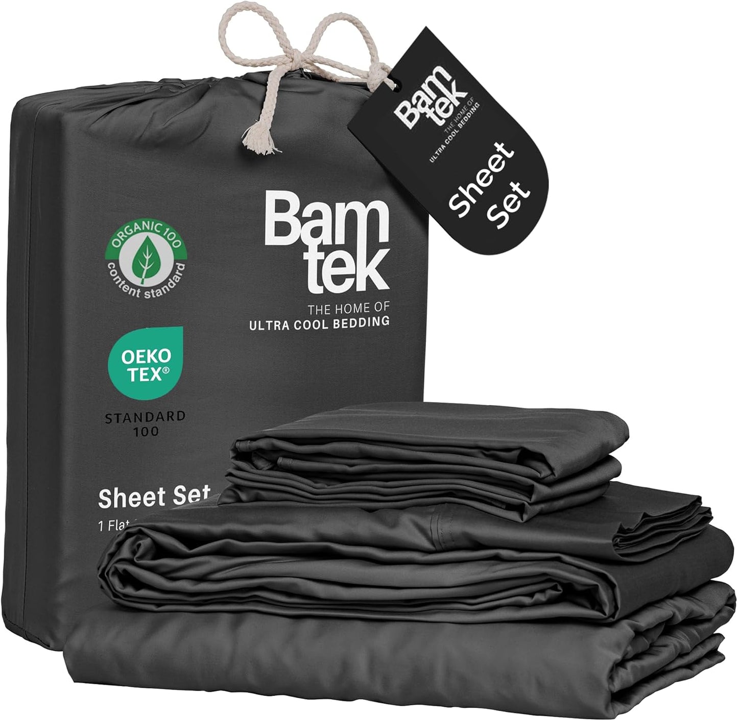 100% Viscose from Bamboo Sheets King Size, Super Soft King Bed Set, 4PC Cooling Sheets for Hot Sleepers, Organically Grown Bedding Sheet, King Size Sheet Set - Charcoal - 76" x 80"