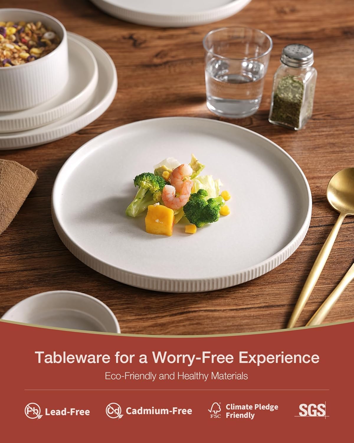 Famiware Star Plates and Bowls Sets, Modern Stoneware Dinnerware Sets for 8, 24-Piece Kitchen Dish Set - Microwave and Dishwasher Safe, Chip and Scratch Resistant, Matte White