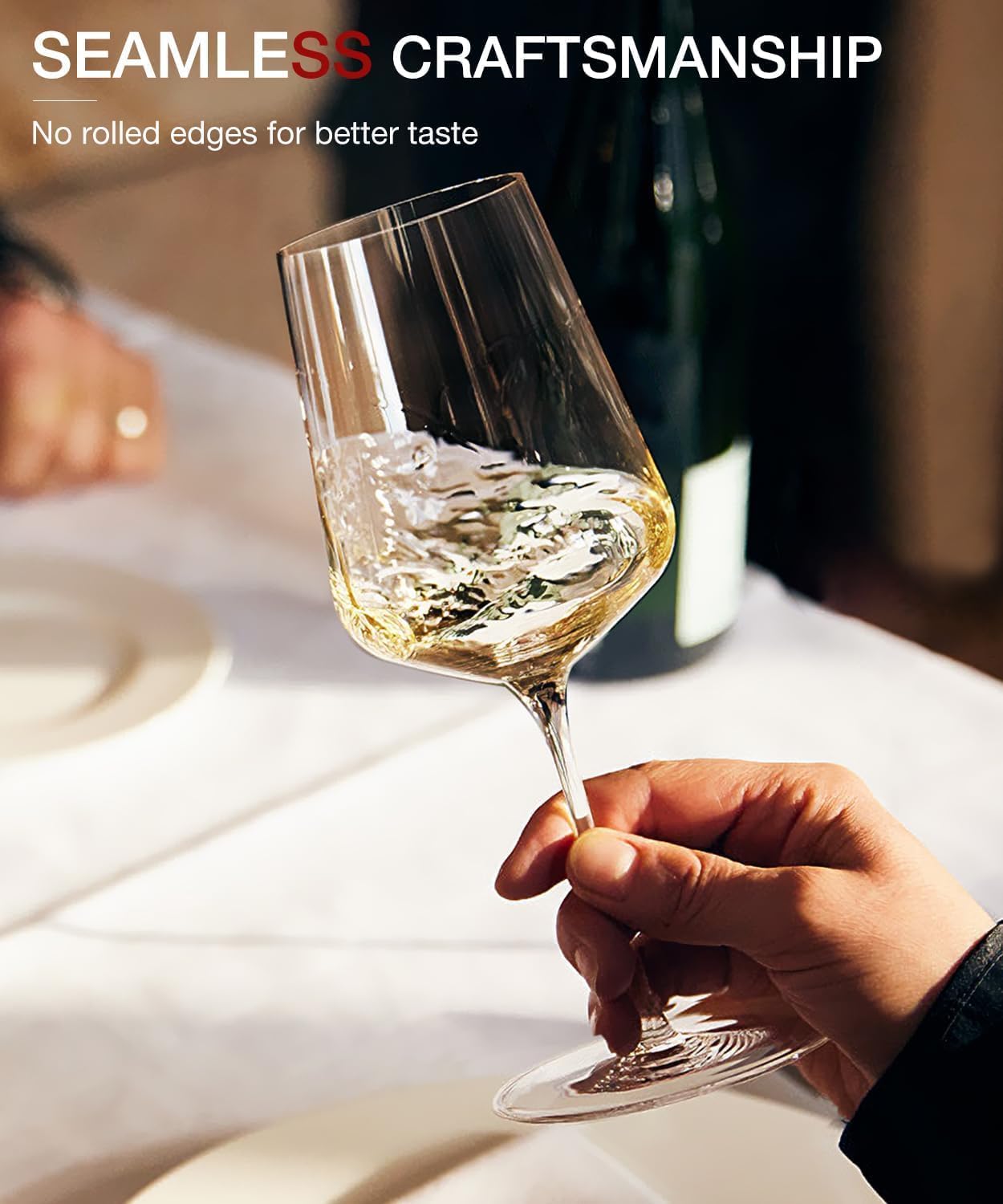 LUNA & MANTHA Wine Glasses Set of 4, 15 oz Hand Blown Crystal Red White Wine Glasses with Stem, Ideal Gift for Set, Toasting at Weddings or Birthdays