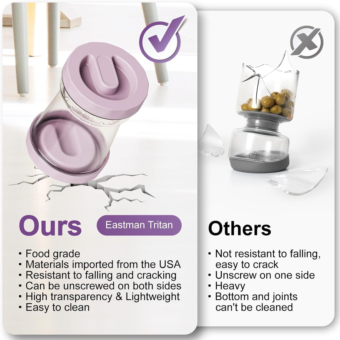 Pickle Jar with Strainer Flip, 38oz Pickle Container From Tritan, Airtight Hourglass Pickle Juice Separator Jar for Olives,Gherkins or Sliced, Leakproof Dishwasher Safe