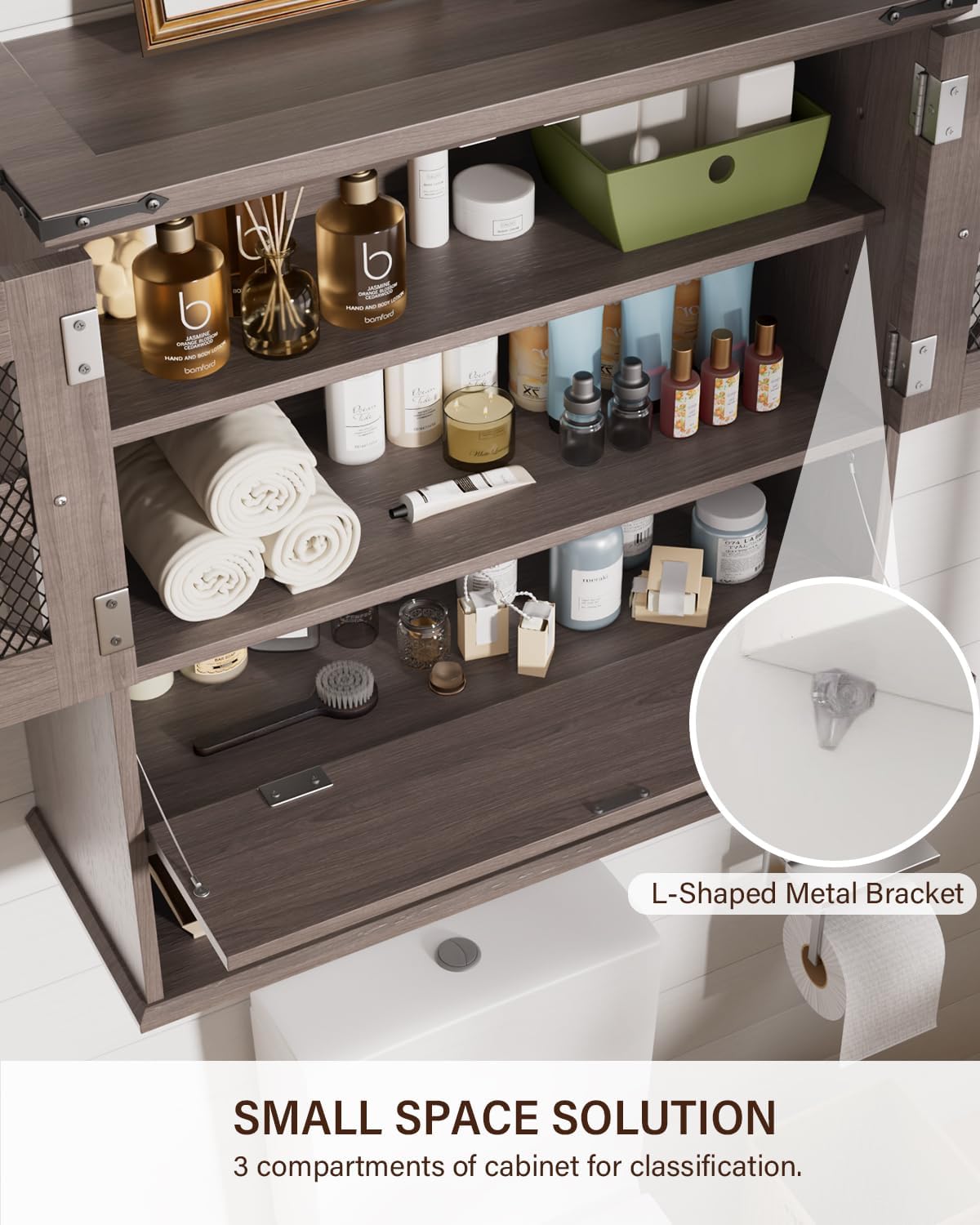 Bathroom Wall Cabinet with 2 Door Adjustable Shelves, Over The Toilet Storage Wall Mounted Medicine Cabinets for Bathroom Laundry Room