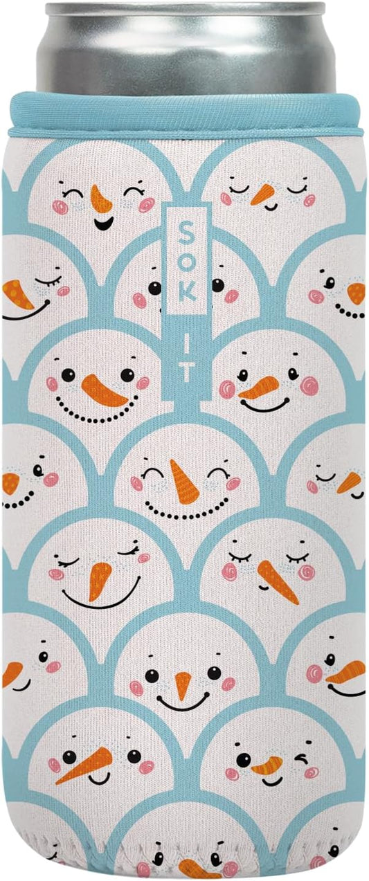 Sok It CanSok Sleeve for Beer & Soda Insulated Neoprene Cover (Snow Friends, 12oz Slim Can Sleeve)