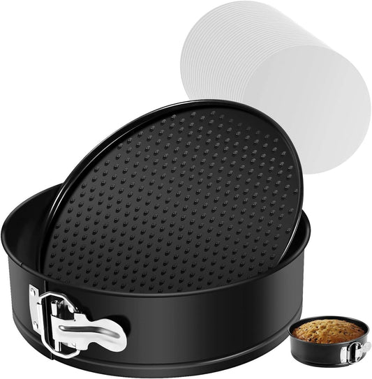 7 Inch Springform Pan Nonstick Cheesecake Pan with Removable Bottom/Leakproof - Round Cake Pan with 50 Pcs Parchment Paper Liners - Fits 6 Qt 8 Qt Pressure Cooker