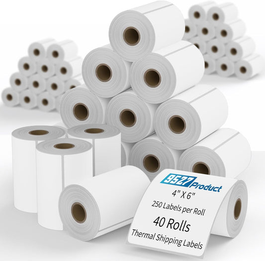 9527 Product 4x6 Blank Direct Thermal Shipping Labels for Zebra 2844 Zp-450 Zp-500 Zp-505 Direct Thermal Labels Printers, Eltron Printer, 250 Labels per Roll,Total 40 Rolls 10000 Labels