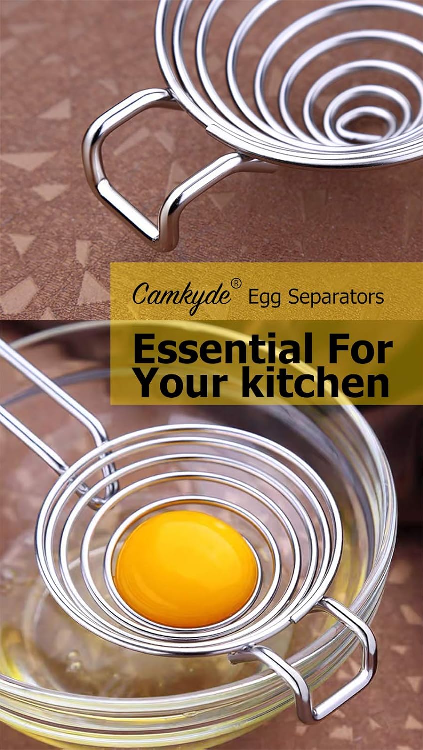 CAMKYDE Egg Separator Food Grade Stainless Steel Egg Yolk White Separation Tool, Set of 2 (Blue)