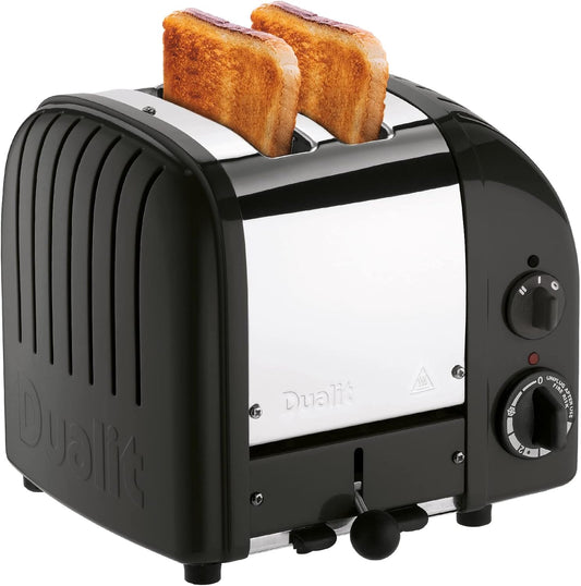 Dualit Classic 2 Slice NewGen Toaster - Stainless Steel - Hand Built in the UK - Replaceable ProHeat elements - Defrost Bread - Mechanical Timer - Matt Black Classic Toaster