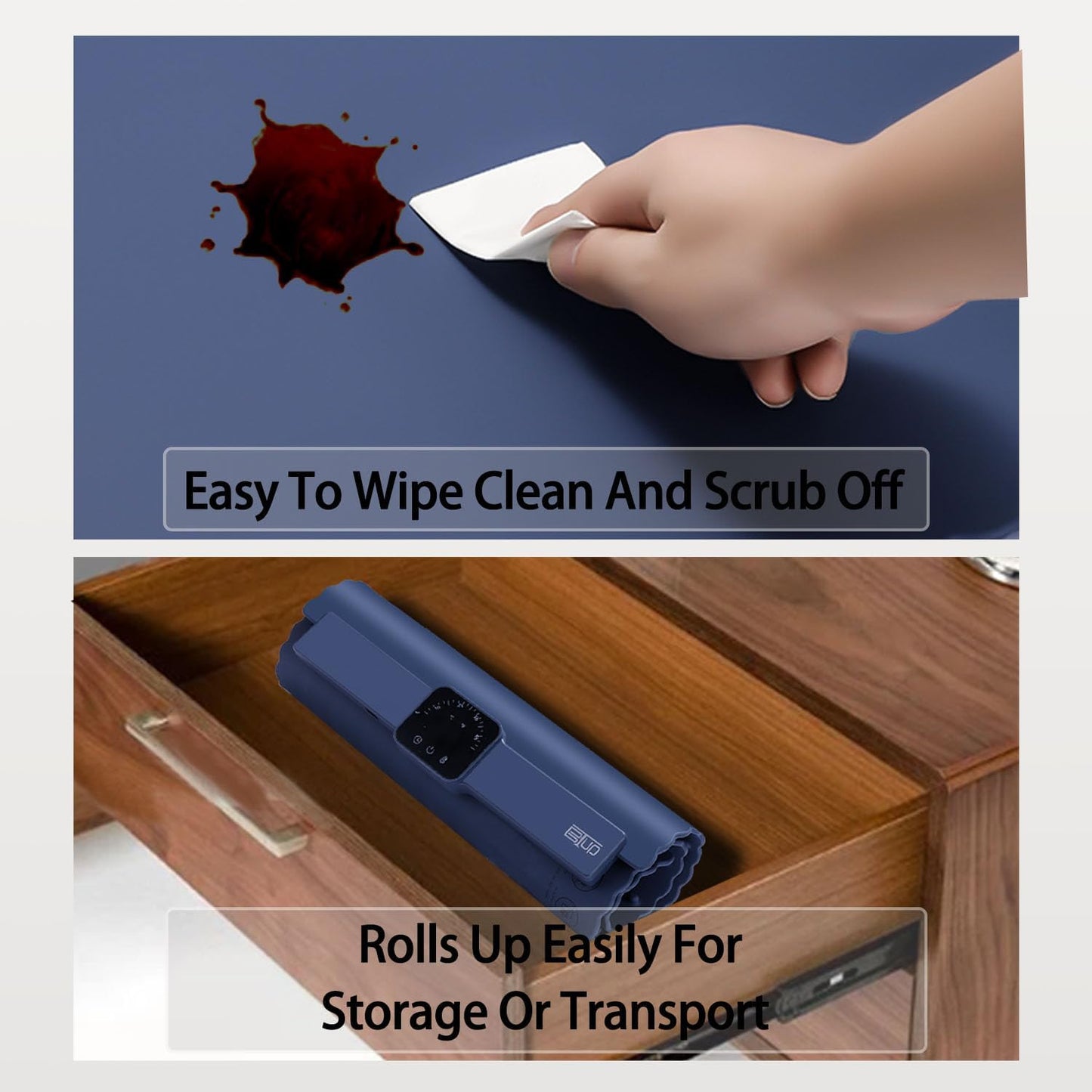 Electric Warming Tray,Food Warming Mat with 5 Temperature Settings,Rollable & Portable Silicone Fast Heating Tray Food Warmer For Parties,Restaurants,Buffet,Sabbat,Home Everyday Use(Blue)