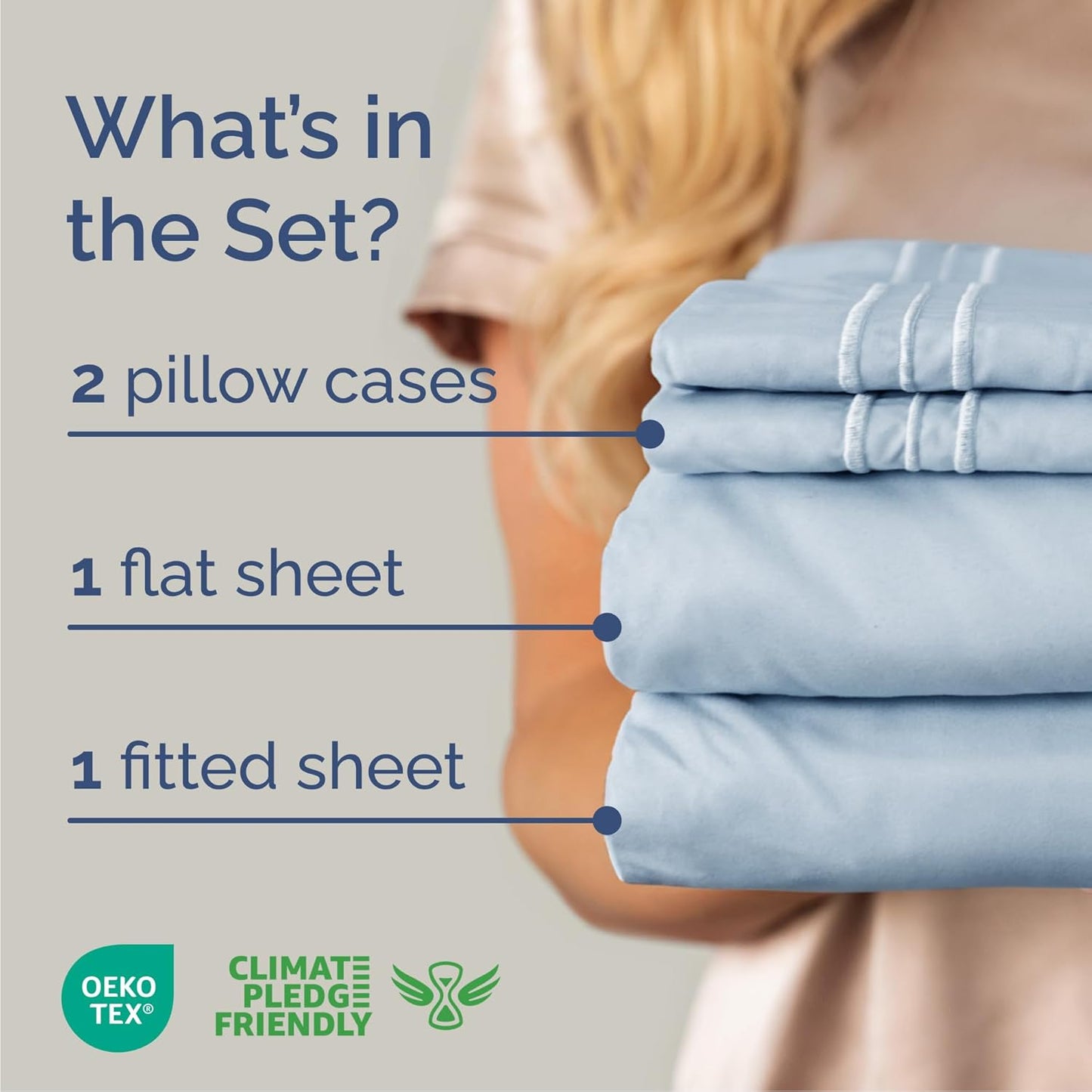 Queen Size 4 Piece Sheet Set - Comfy Breathable & Cooling Bed Sheets Set - Hotel Luxury Bedding for Women, Men, Kids, Teens, Boys & Girls - Deep Pockets, Ultra-Soft, Wrinkle Free - Oeko-Tex - Sky Blue