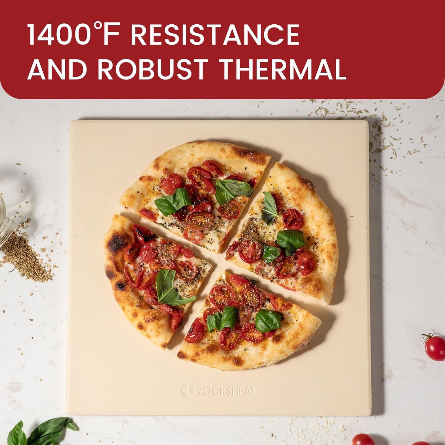 13.2" x 13.2" x 0.4" Square Cordierite Pizza Baking Stone Perfectly Compatible for Ooni Koda & Fyra 12, Uuni Pizza Oven