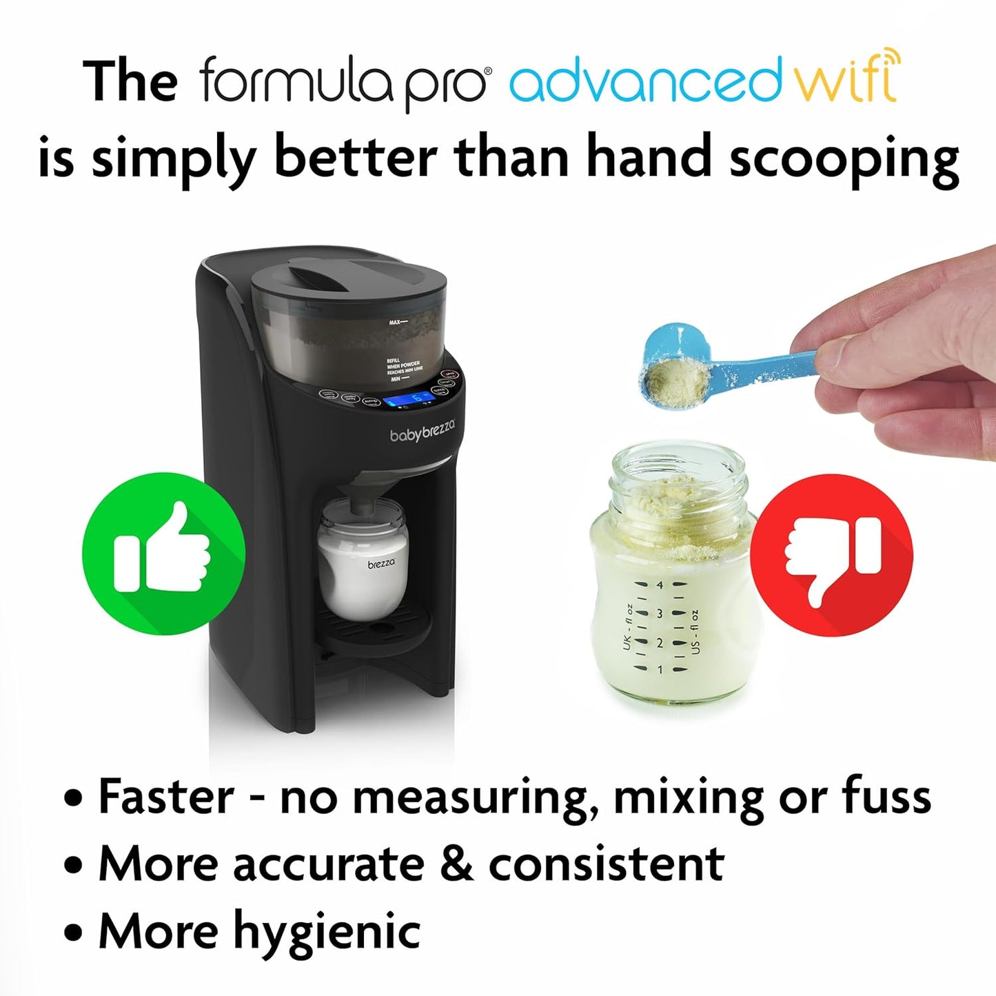 Baby Brezza Formula Pro Advanced WiFi Formula Dispenser - Automatically Mix a Warm Formula Bottle From Your Phone Instantly – Easily Make Bottle With Automatic Powder Blending Machine, Black