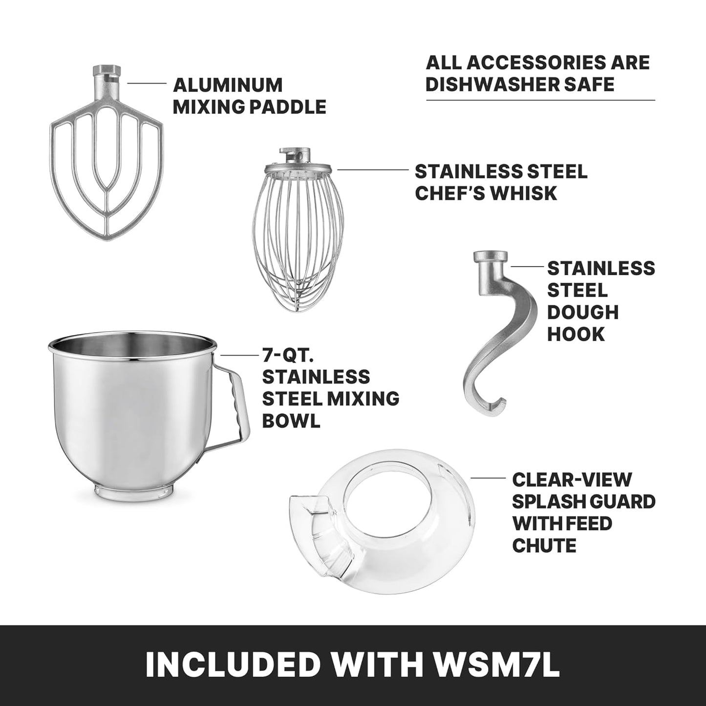 Waring Commercial Planetary 7 Quart Large Stand Mixer | Tilt Head | Countertop Chef Professional Restaurant Industrial Grade | Stainless Steel Bowl | Bakery Bread Dough | WSM7L | 1/2 HP 120V, Blue