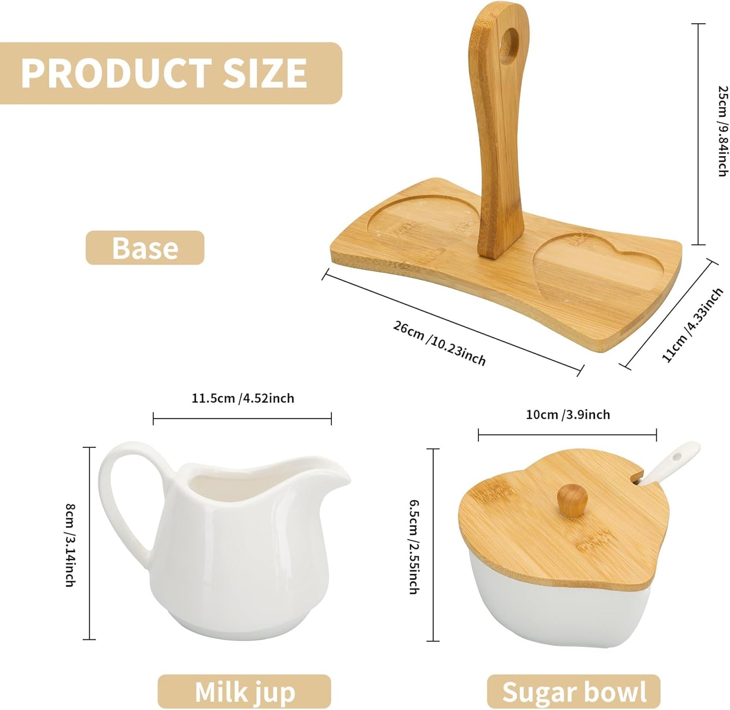 Creamer and Sugar with Carry Tray Set, Ceramic Cream and Sugar Bowl Set with Spoon & Lid, Vintage Cream Pitcher Sugar Jar with Tray, Creamer Dispenser Sugar Holder Container, Coffee Serving Set