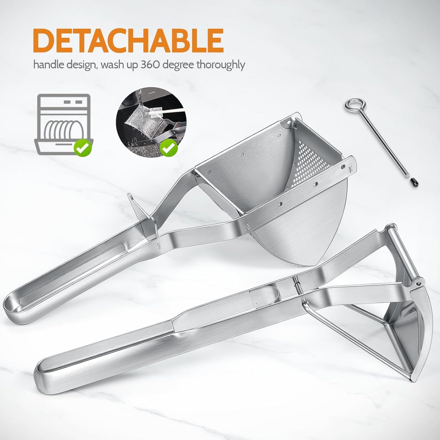 Potato Ricer, Sopito Stainless Steel Potato Masher for Commercial and Home Use