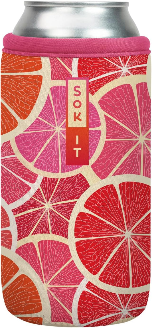 Sok It CanSok Sleeve for Beer & Soda Insulated Neoprene Cover (Sunshine Slices, 16oz Can Sleeve)