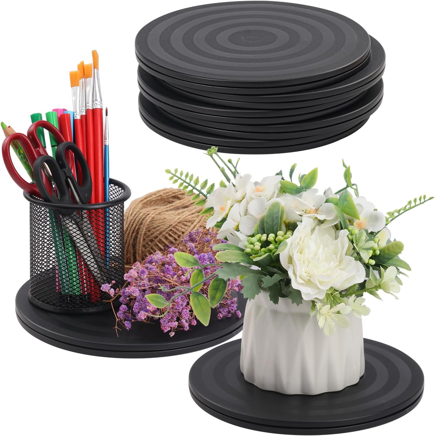 8 Pack 8 Inch Lazy Susan Turntable, Heavy Duty Lazy Susan Turntable Organizer, Premium 8 Inch Rotating Swivel Stand for Table Top, Kitchen, and More