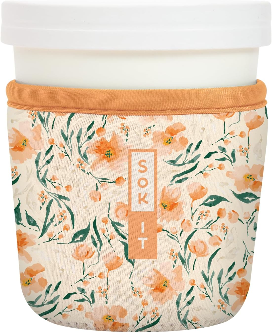 Sok It IceCreamSok Insulated Neoprene Cover (Blush Blossoms, Tapered Ice Cream Pints)