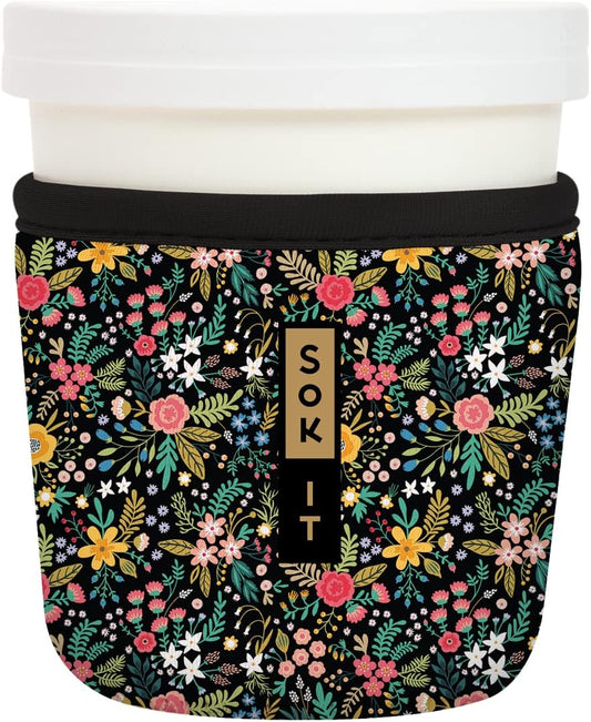 Sok It IceCreamSok Insulated Neoprene Cover (English Garden Picnic, Tapered Ice Cream Pints)