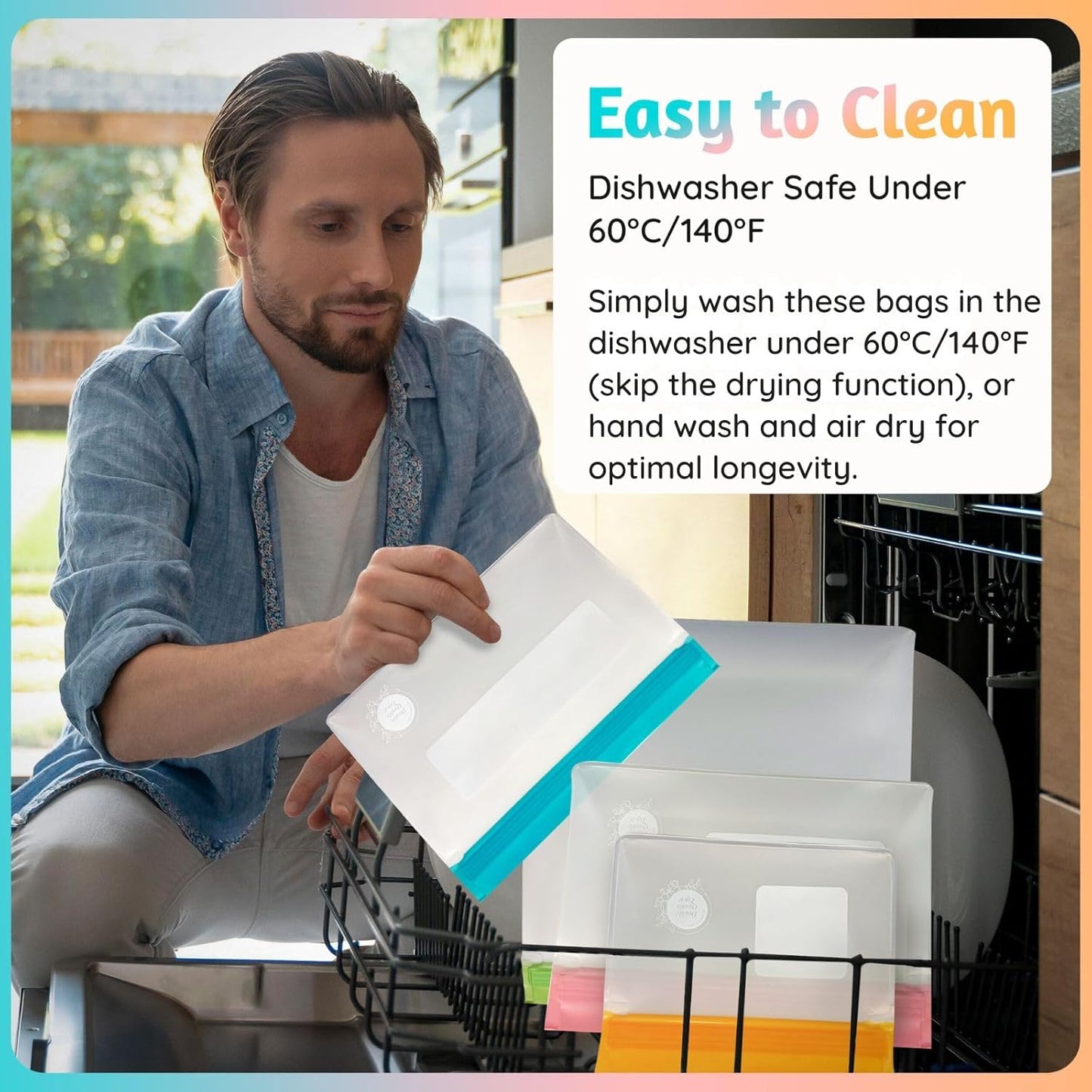 Reusable Silicone Food Storage Bags – 6-Pack Stand-Up, BPA-Free, Freezer, Dishwasher Safe & Eco-Friendly – 6 Gallon Bags – Airtight Leakproof, Organization and Storage Baggies (Multicolor (Green))