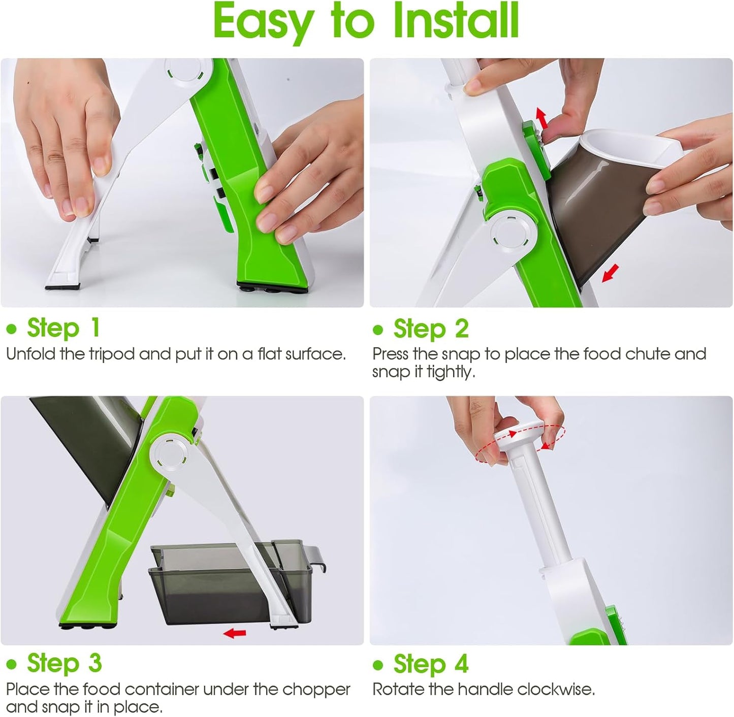 Masthome 5 in 1 Vegetable Chopper, Safe Mandoline Slicer,Professional Vegetable Slicer, Julienne&Dicer for Vegetables,Potato Slicer,Thickness Adjustable 0.1-8 mm Artifact Fast Meal Prep(Green)