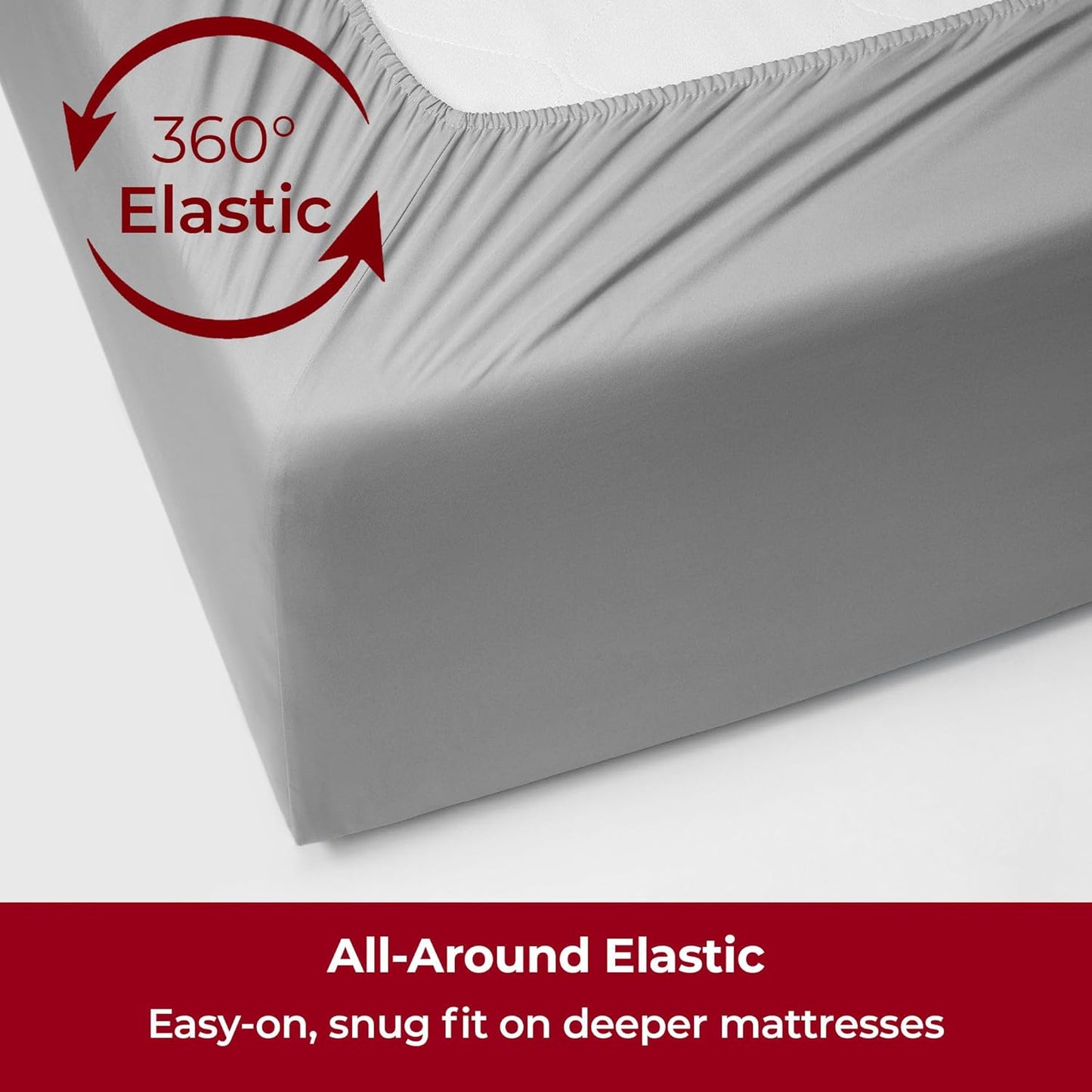 Mellanni Extra Deep Split King Sheets - 5 PC Iconic Collection Bedding - Hotel Luxury, Ultra Soft, Cooling Bed Sheets - Wrinkle, Fade, Stain Resistant (Split King, Light Gray)