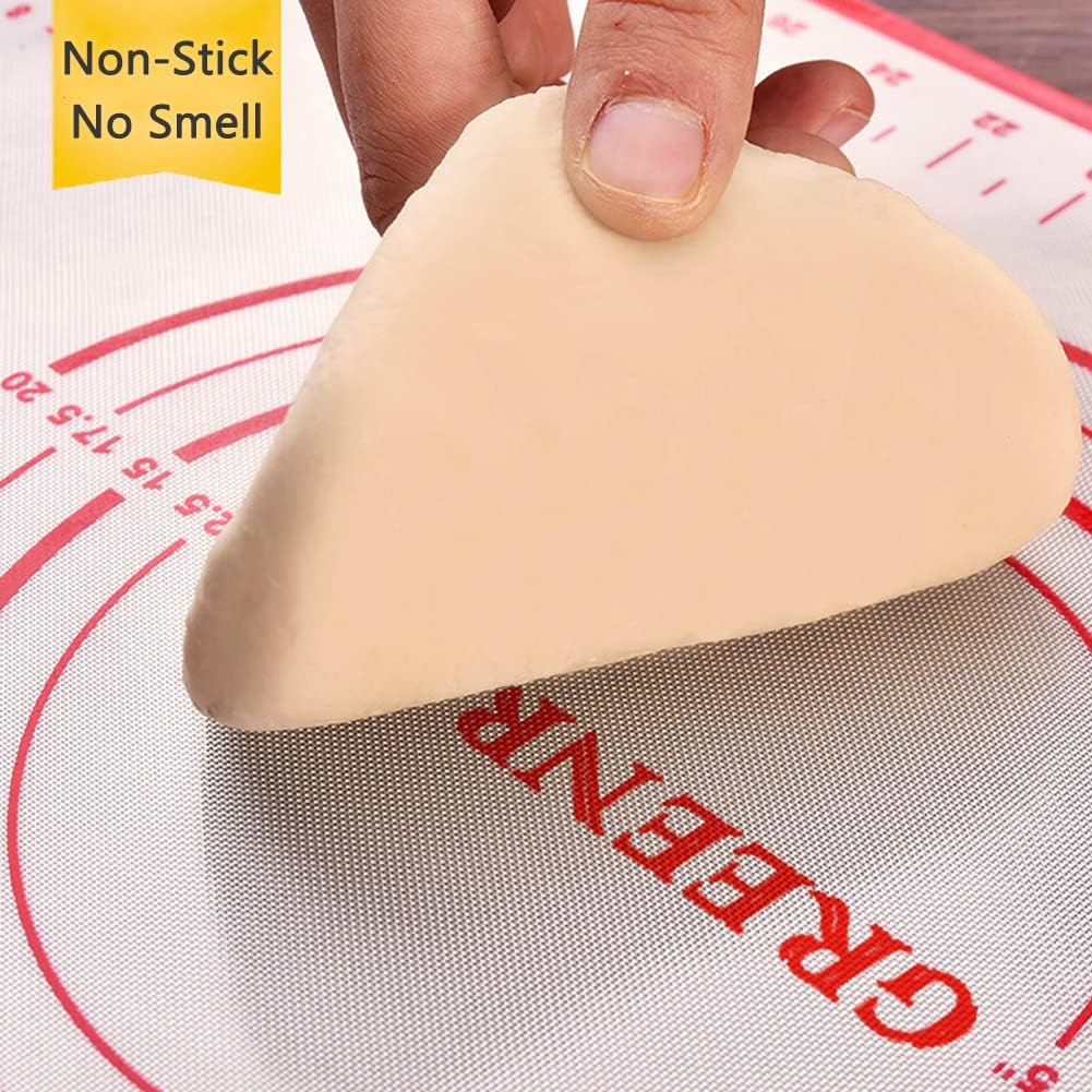 Silicone Pastry Mat Non Stick Extra Thick Baking Mat with Measurement Fondant Mat, Counter Mat, Dough Rolling Mat, Oven Liner, Pie Crust Mat (16''(W)*20''(L))