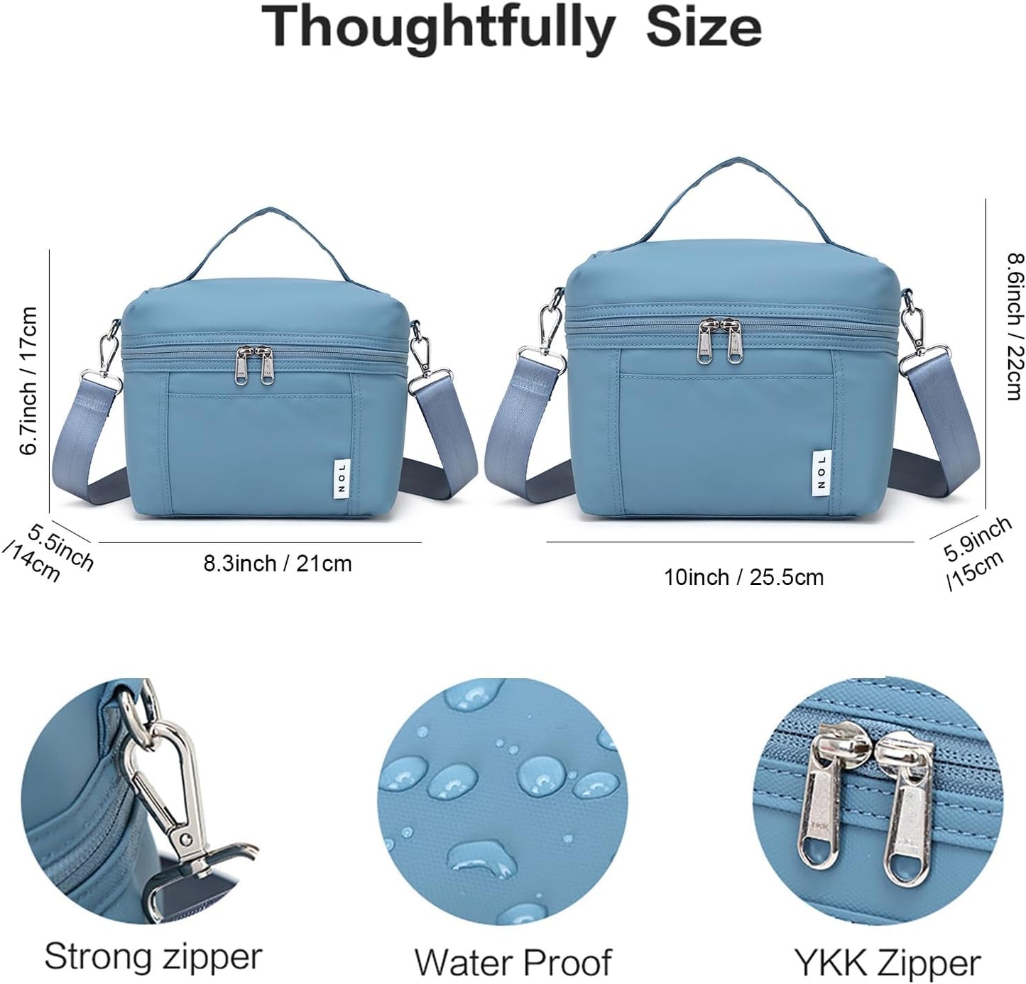 NOL Natural Organic Lifestyle Insulated Lunch Bags for Women Cooler Bag Lightweight Nylon Waterproof Lunch Box For Work
