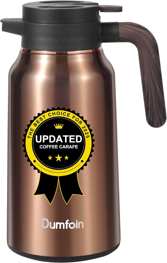 Carafes for Hot Liquids 70 oz - 12 Hour Hot Stainless Steel Thermal Coffee Carafe-Insulated Coffee Carafes For Keeping Hot/Cold Coffee, Tea, Water, Drink Dispenser for Parties(Gold)