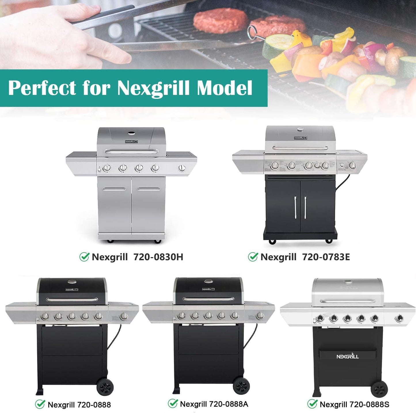 Full-Size Griddle Inserts for Home Depot Nexgrill 5 Burner 720-0888, 720-0888N, 720-0882A, 720-0882S, Flat Top Grill Griddle for Nexgrill 4 Burner 720-0830H 720-0830X 720-0888S 720-0783W, Carbon Steel