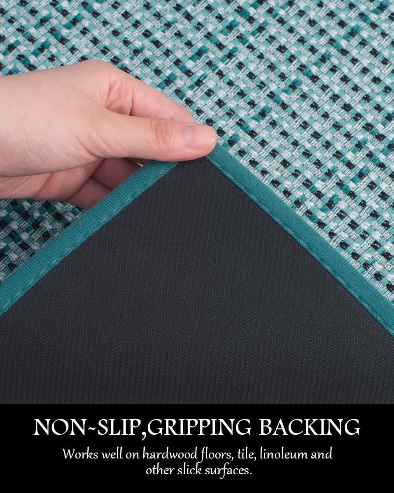 PADOOR Kitchen Mats for Floor, Kitchen Rugs Non Slip Washable, Rubber Backed Kitchen Runner Super Absorbent Kitchen Floor Mat Sink Rug, 20"x32" Teal