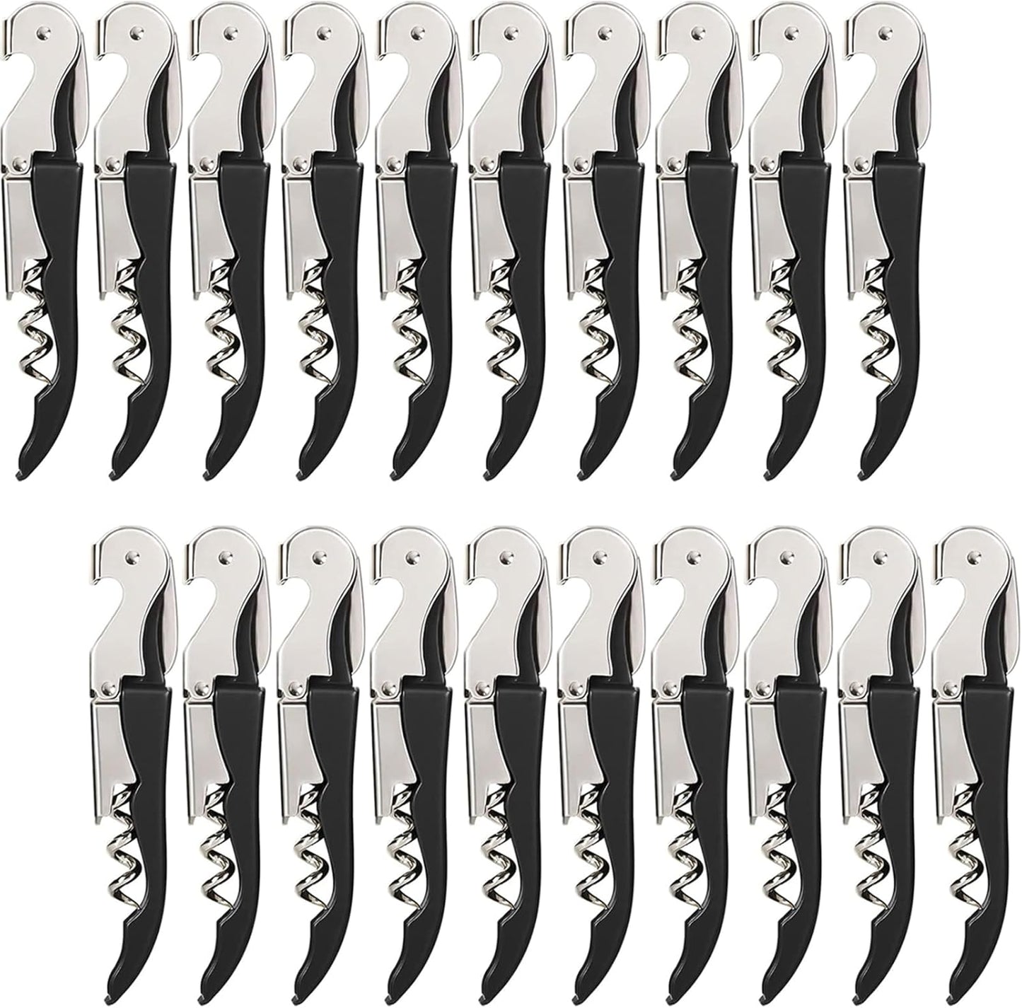 HYZ Wine Opener Bulk 20Pack for Bartender, Professional Waiter Corkscrew Wine Key for Servers,Wine Bottle Opener Double Hinged, Wine Accessories Set for Party Favor, Black