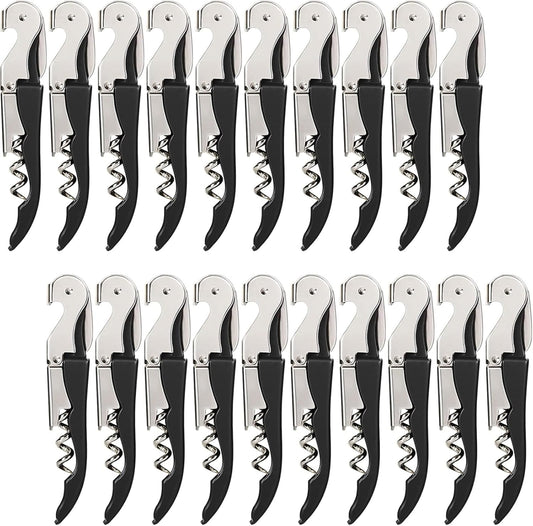 HYZ Wine Opener Bulk 20Pack for Bartender, Professional Waiter Corkscrew Wine Key for Servers,Wine Bottle Opener Double Hinged, Wine Accessories Set for Party Favor, Black