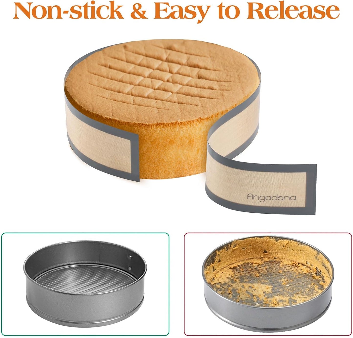 Silicone Baking Mat for Springform Pan,Prevent cake from Sticking to Side,Easy Clean & Non Sick Silicone Baking mat for Cheesecake Pan (2 pcs)