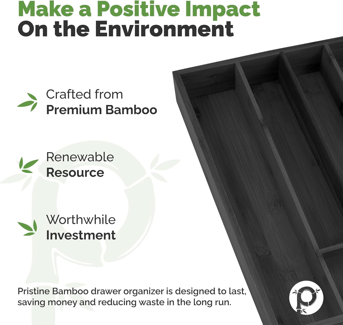 Silverware Organizer - Kitchen Drawer Organizer and Utensil Organizer - Cutlery Tray – Flatware, Utensil and Silverware Holder - Silverware Tray for Drawer (5-Slots, Black)