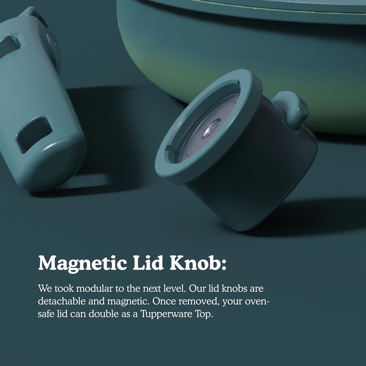 BytheTable Ombré Ceramic Titanium Non-Toxic, Nonstick Cookware Set 8-Piece Modular System with Removable Handle and Magnetic Lid, Magnetic Spatula, Eco-Friendly, Oven & Dishwasher Safe (Green)