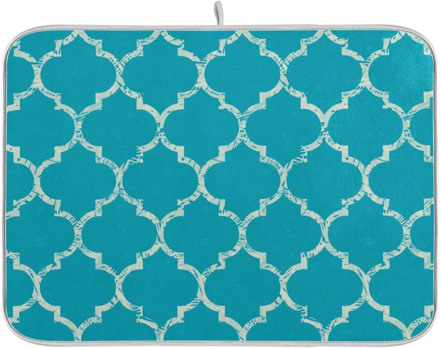 senya Super Absorbent Dish Drying Mat, Microfiber Fast-Drying Dish Mat, 24'' x 18'', Kitchen Dish Drying Pad, Beautiful Grunge White Morrocan Trellis